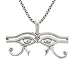 Egyptian EYE OF HORUS Pendant in Sterling Silver on a 20" Round Oxidized Box Chain, #7802 image 1