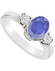 Sapphire and Diamond Ring 14K White Gold - 1.75 CT TGW