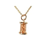 14k Gold Plate Cylindrical Mustard Seed Pendant. 18 Gold Plate Chain. Size