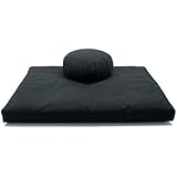 Deluxe Zafu & Zabuton 2 Piece Set - Yoga/Meditation Cushions - Made in USA - Buckwheat or Kapok Fill