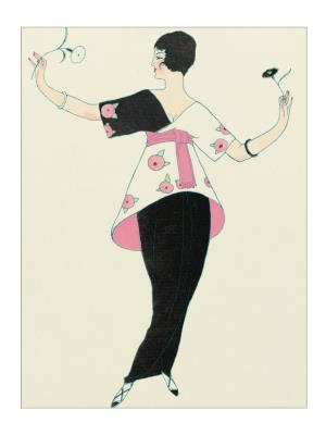 (18x24) Georges Barbier Woman Holding Flowers Art Print Poster