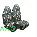 Set of 2 Universal-fit Camouflage Print Front Bucket Seat Cover - Military Green