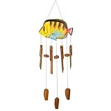 Outdoor Living : Asli Arts Collection CTF343 Tropical Fish Chime in Gold and Brown