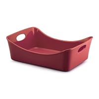 Rachael Ray Stoneware 9-Inch by 13-Inch Rectangular Lasagna Lover Pan, Red