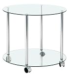 Glass and Aluminium 2-Tier Round Side End Table on Castors Wheels 31UuKiHlirL. SL160