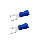 【ノーブランド品】100個　絶縁　スペード　フォーク　コネクタ　電気クリンプ　ワイヤー端子　16-14AWG　ブルー