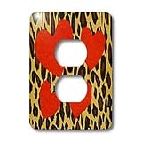 Florene Décor II - Cheetah Print With 4 Red Hearts - Light Switch Covers - 2 plug outlet cover
