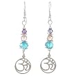 Om (Aum) Earrings in Sterling Silver with Swarovski Austrian Crystals, #8028
