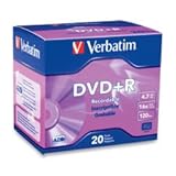 Verbatim 95038 4.7 GB up to 16x Recordable Disc DVD+R, 20-Disc Slim Case