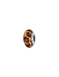 Sterling Silver Yellow Jaguar Glitter Overlay Glass Charm