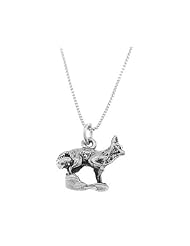 Sterling Silver Three Dimensional Fox Necklace