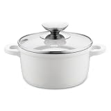 Berndes 032141 Vario Click Induction White Aluguss Kochtopf keramik mit Glasdeckel 16 cm, 1,25 l