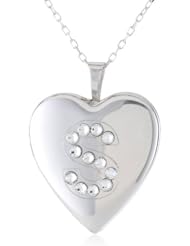 Momento Lockets Silver Swarovski Crystal Initial S Locket Necklace, 18"