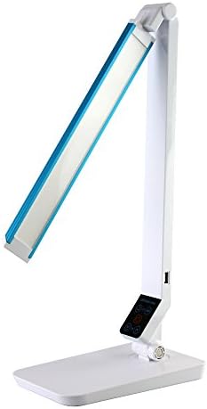 LED Desk Lamp, HMOMI® High-quality Eye-protection Dimmable Touch-sensitive Controller LED Table Lamp with USB Charging Port, Multi-angle Rotary Design, 5 Color Temperature and 5 Brightness Modes, No Flickering, No Ghosting, Energy Saving, Blue