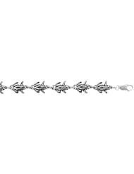 Sterling Silver Frog Charm Bracelet , 3/8 inch (9 mm).