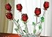 Red Bouquet 6 Glass Roses with Green Leaves