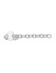 Sterling Silver Imitation Opal Heart Bracelet