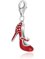 Sterling Silver Red Enameled High Heel Shoe Charm