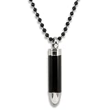 Stainless Steel Two Tone Black Plated Bullet on a 24 Inch Chain