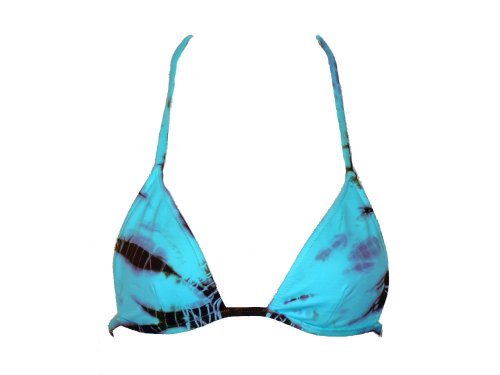 Lucky Brand Sky Blue Tie-dye Triangle Halter Swimsuit-top S