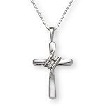 14K White Gold Cross with Diamonds
