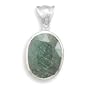 Sterling Silver Pendant, 15x20mm Faceted Rough-Cut Emerald, 1 1/4 in (incl bail)