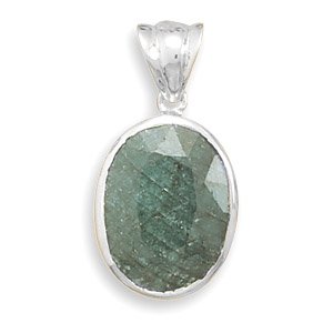 Buy Sterling Silver Pendant, 15x20mm Faceted Rough-Cut Emerald, 1 1 4 in (incl bail)