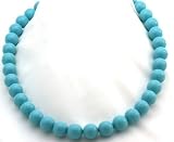 Turquoise Necklace 11mm Turquoise Mother of Pearl Based Gorgeous Beads Beaded Necklace 17
