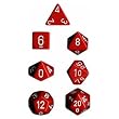 Polyhedral 7-Die Opaque Dice Set - Red with White