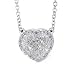 3-D Pave Diamond Heart Pendant In 18k White Gold on 16 inch White Gold Rolo Chain.