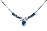 Chic 3.75 carats total weight Oval & Round Shape London Blue Topaz Multi-Gemstone Necklace in Sterling Silver