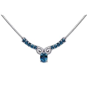 Chic 3.75 carats total weight Oval and Round Shape London Blue Topaz... by Blue-Topaz Necklaces