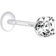 16 Gauge 3/8 Clear CZ Round Bioplast Tragus Labret Monroe