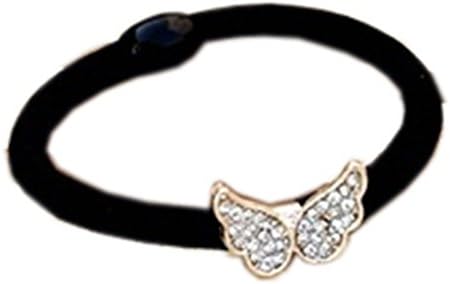 Vwhite Womens Luxury Rhinestones Alloy Butterfly Hair Bands Ponytail Holders