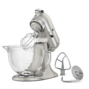 Kitchenaid 5qt Glass Bowl Tilt-head Stand Mixer Ksm155gbsr Sugar Pearl Silver