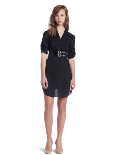 External hard drive:As U Wish Juniors Lawn Military Self Belt Dress,Black,5/6