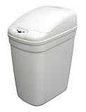 Nine Stars 7 gallon infrared hands-free trash can, white, plastic