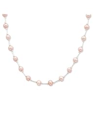 Sterling Silver 6-6.5mm Pink Freshwater Cultured Pearl Necklace