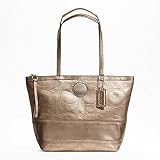 Coach Signature Stripe Stitched Metallic Tote