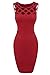 Zeagoo Women's Sleeveless Hollow Out Cocktail Party Mini Pencil Bodycon Dress,Large,Red