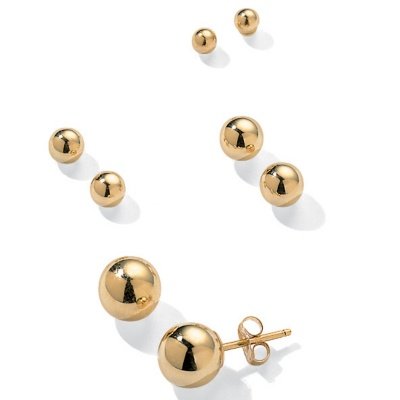 4-Pair 14k Ball Earring Set