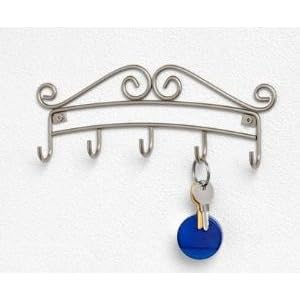 metal wall mount Scroll Satin Nickel Key Rack hook NEW