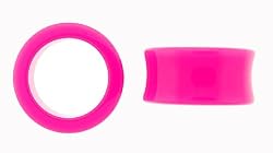 Large Gauge - 35mm / 1 3/8in - Super Neon Acrylic Tunnels - Pink - Sold as a Pair