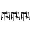 MAN CAVE 3 24" Saddle Back Black Bar Stools