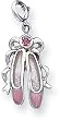 Enamel and Pink Crystal Ballet Slippers Charm, Sterling Silver