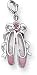 Enamel and Pink Crystal Ballet Slippers Charm, Sterling Silver
