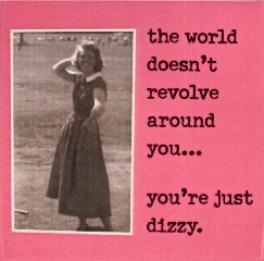 "The world doesn't revolve around you ... you're just dizzy." Magnet