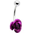 Single Violet Rose Belly Button Ring