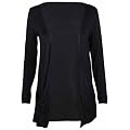Ladies Plus Size Long Sleeve Stretch Pocket Open Cardigan Womens Top