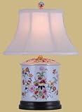 Unique Asian Design Lighting - 19" Porcelain Oval Jar Oriental Style Fine Table Lamp